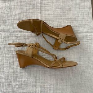 Jil Sander Tan Strappy Wedge Sandals